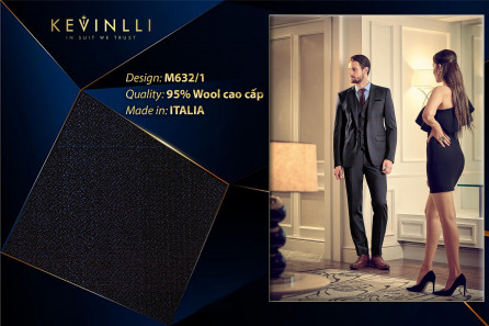 M632/1 Vercelli CVM - Vải Suit 95% Wool - Xanh đen Trơn